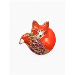 Брошь «Лиса» блестящая, цвет бело-розовый в золоте