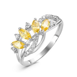 Серебряное кольцо с фианитами желтого цвета 004