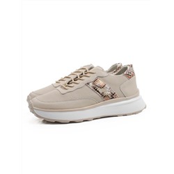03-C129-2 BEIGE Кроссовки женские (натуральная кожа)