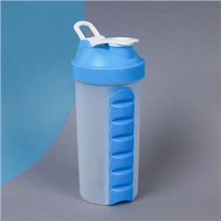 Бутылка/Шейкер JUST SHSC-600 с таблетницей, синий, для спортивного питания 600ML/уп60