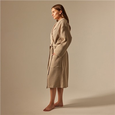 Халат вафельный женский SL HOME: Basic «Саббиа», хлопок 100%, коричневый