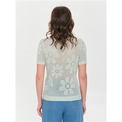 Джемпер вязаный светло-зелёного цвета с короткими рукавами