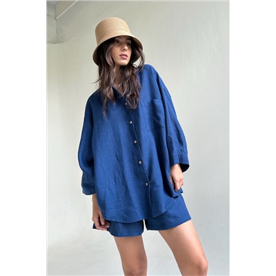 Костюм лён  SET019/29/Синий