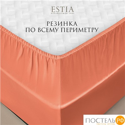 Estia ОРНЕЛЛА оранж Простыня на резинке 200х200+30, 1пр.,тенсель