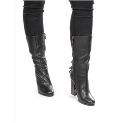 02-YF189-200M BLACK Полусапоги зимние женские (натуральная кожа, натуральный мех (еврозима))