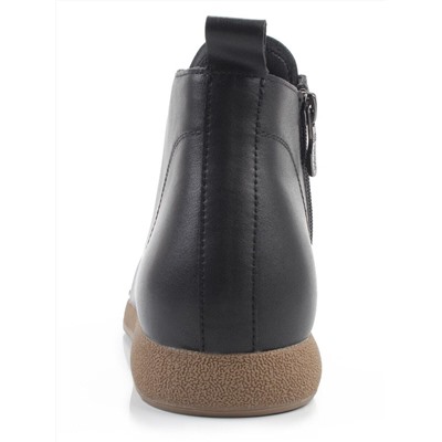 01-S77-98 BLACK Ботинки демисезонные женские (натуральная кожа, байка)