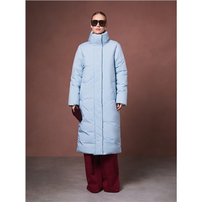 Пуховик женский серо-голубой