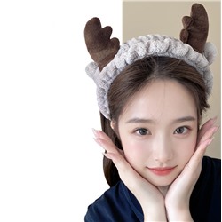 Повязка косметическая плюшевая Рожки Оленя с ушками