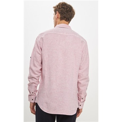 Рубашка д/р лен P411-0489 red