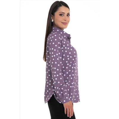 Рубашка сиреневая в горошек