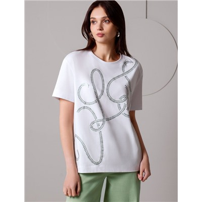 Свободная футболка с принтом из премиального хлопка с эластаном