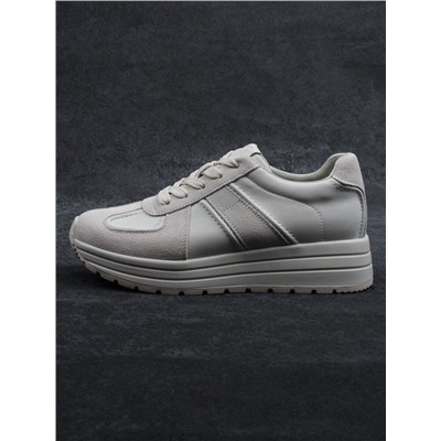 03-A1020-2 LT. BEIGE Кроссовки женские (натуральная кожа, натуральная замша)