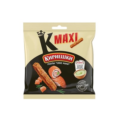 «Кириешки Maxi», сухарики со вкусом  роллов «Сяке маки» и с соусом со вкусом васаби «Calve», 75 г