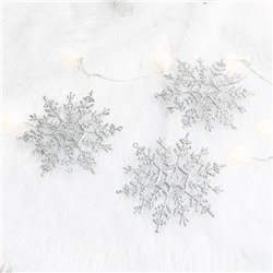 Набор блестящих снежинок-подвесок 12 штук (Завязки в комплекте) Размер 10 см.