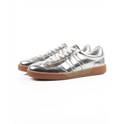 03-B6C-7C GREY/SILVER Кеды женские (натуральная кожа)