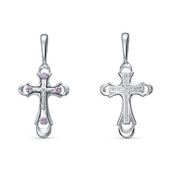 Крест с фианитом родированный серебро 925*