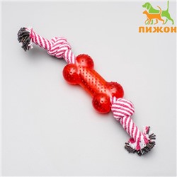 Игрушка канатная с косточкой, до 90 г, до 26 см, микс цветов