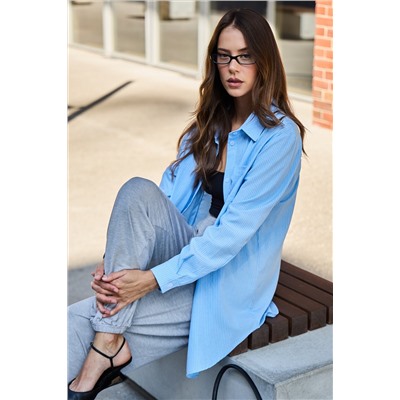 Рубашка оверсайз в полоску хлопковая