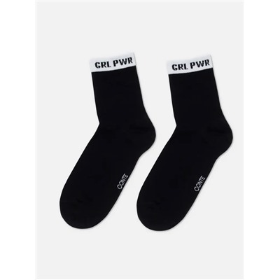 CONTE CLASSIC Хлопковые женские носки с рисунком «PWR GRL»