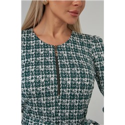 Бело-зелёное трикотажное платье с поясом Шерри №6