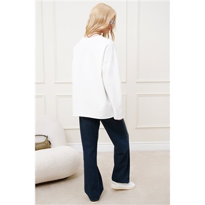 Женский лонгслив оверсайз из футера двухнитки Happyfox