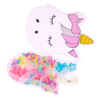 Набор бусин для творчества и рукоделия «Единорог», в контейнере - органайзере, создание украшений и плетение своими руками