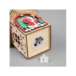 Ёлочная игрушка «Домик с Дедом Морозом», 11х8.5х7.5 см, 1 LED, от батареек, свечение тёплое белое