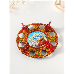 Подставка для 8 яиц «Хохлома», под кулич, d=20 см