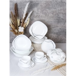 Столовый набор 25 предметов квадратный / GRAY Sq25/87595220 (7267-2) /уп 2/ Полосы классика