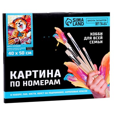Картина по номерам на холсте с подрамником «Корги с игрушкой», 40×50 см