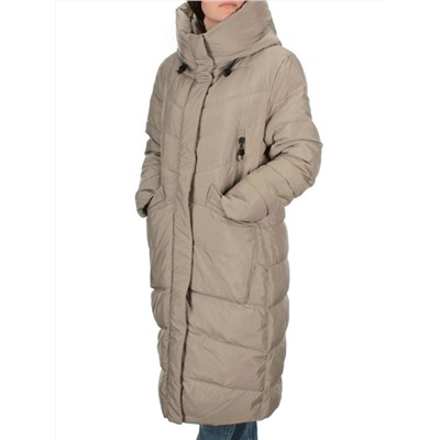 2077 GRAY/BEIGE Пальто зимнее женское (200 гр .холлофайбер)
