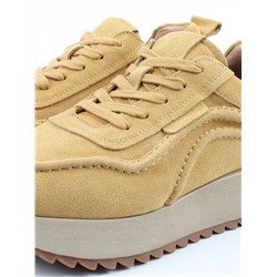 04-PDJ88-1 SAND Кроссовки демисезонные женские (натуральная замша, текстиль)