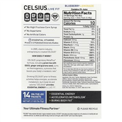Celsius, Live Fit, черничный лимонад, 14 пакетиков, по 5,48 г (0,19 унции)