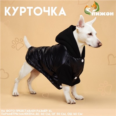 Куртка для собак «Спорт» с капюшоном, размер ХL, чёрная