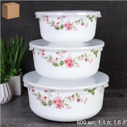 Салатник с крышкой 3 предмета / GRAY-HDW3B (7348) /уп 12/ Поляна