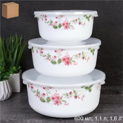 Салатник с крышкой 3 предмета / GRAY-HDW3B (7348) /уп 12/ Поляна