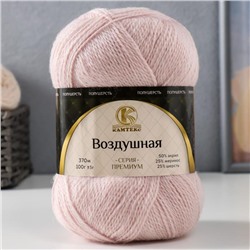 Пряжа для вязания спицами, крючком «Камтекс. Воздушная», 25% мериносовая шерсть, 25% шерсть, 50% акрил, 370м/100 г, (067 пудра)