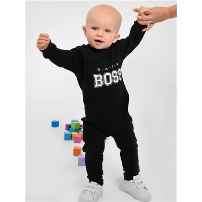 Комбинезон детский Крошка Я "Little Boss", рост 62-68 см, цвет чёрный