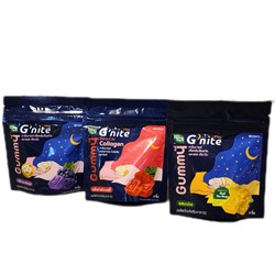 (Набор 3 шт) HandyHerb G’nite Gummy 12 шт (Виноград, Манго, Малина) мармелад для спокойного сна, кожи и волос