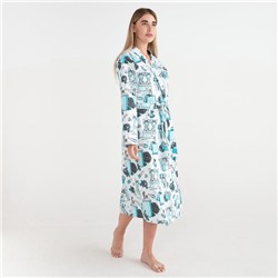 Халат женский удлинённый Этель «Mint mood», размер 50-52, вафля 200 г/м², хлопок