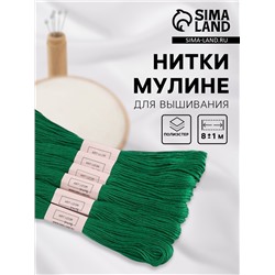 Набор ниток мулине №909, 8±1 м, 6 шт., тёмно-зелёный