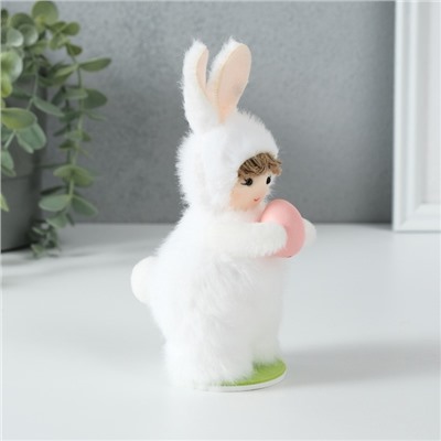 Интерьерная кукла текстильная «Малыш в костюме зайчика с яйцом», 6×7×15 см