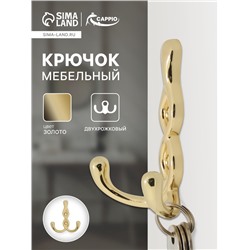 Крючок мебельный CAPPIO PIGTAIL, двухрожковый, цвет золото