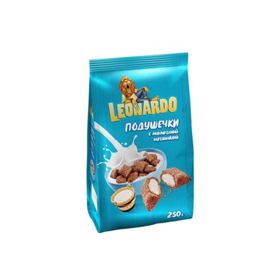 «Leonardo», готовый завтрак «Подушечки с молочной начинкой», 250 г