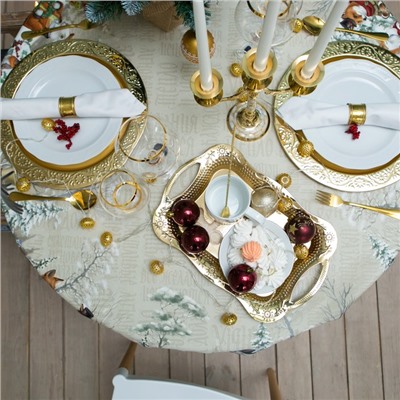 Скатерть новогодняя «Этель» Winter holidays, d=150 см ±3 см, с ГМВО, 100% хлопок, саржа 190 г/м²