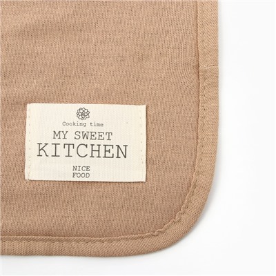 Кухонный набор «Этель» ECO: варежка 20×28 см, прихватка 19×19 см, 70% хлопок, 30% лён, бежевый