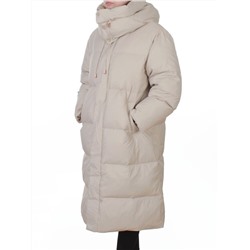 3063 BEIGE Пальто пуховое женское оверсайз (утиный пух)