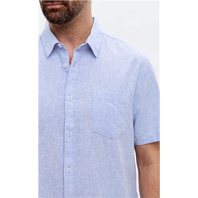 Рубашка к/р лен F111-0450 l.blue stripes