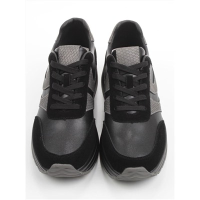 03-A1003-4 BLACK Кроссовки женские (натуральная кожа, натуральная замша)