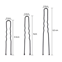 Набор шпилек для волос 100 штук 3 размера. Цвет: Черный